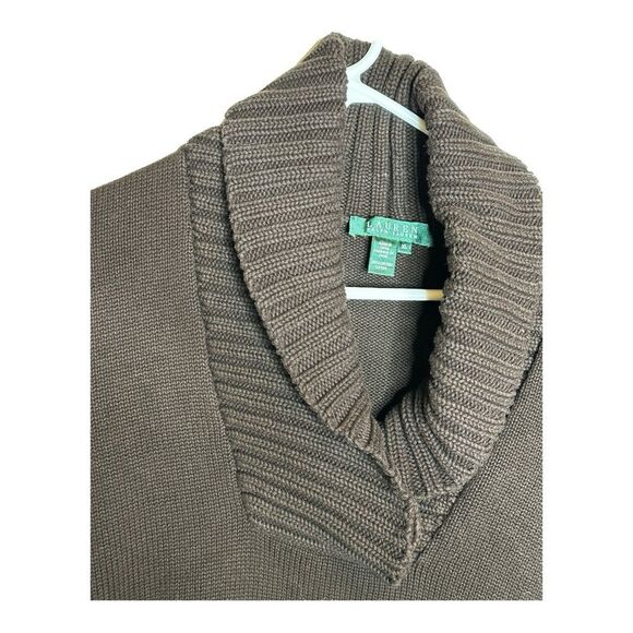 Lauren Ralph Lauren Women Sweater XL Brown Shawl Collar  Classic - Picture 3 of 9